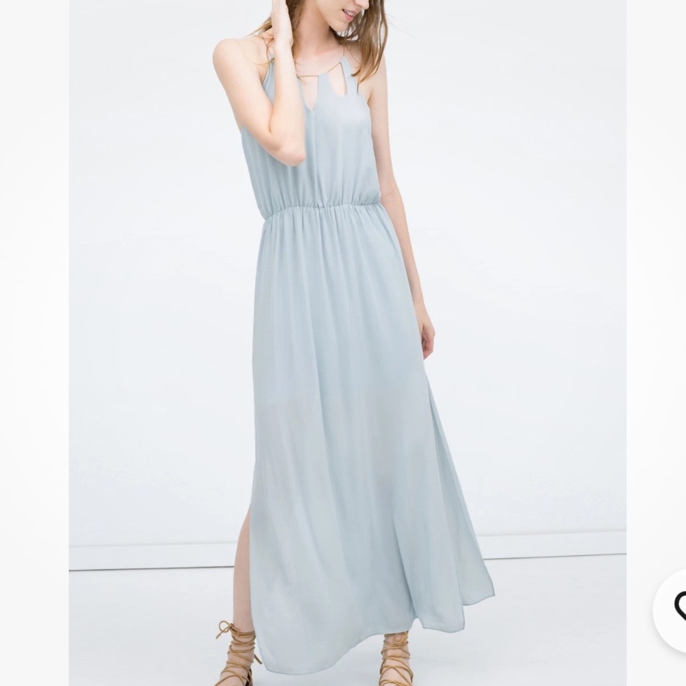 Zara NWT Maxi Dress Chain Neck Pale Blue Small & Medium Both Available!!!